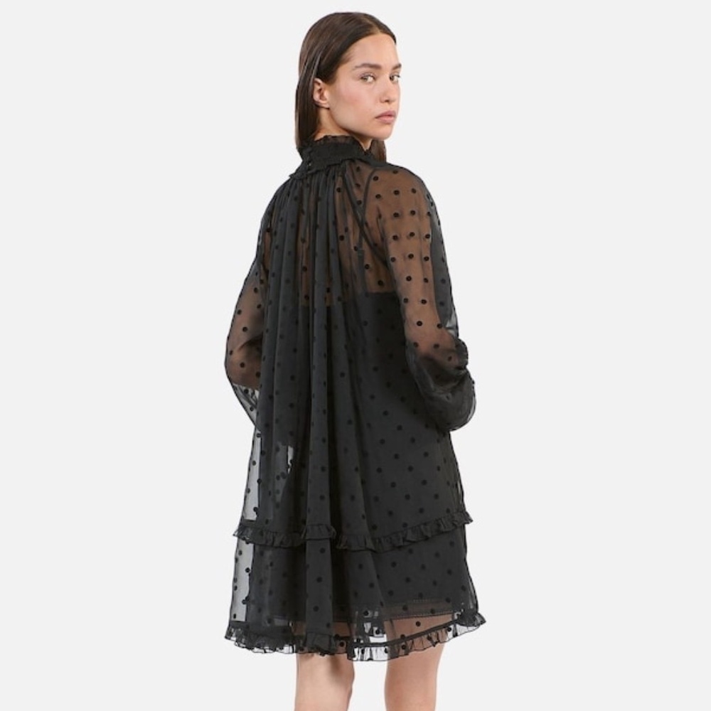 🖤✨ NWT The Kooples Black Sheer Polka Dot 2-Piece Mini Dress | Versatile $415! - Picture 4 of 12